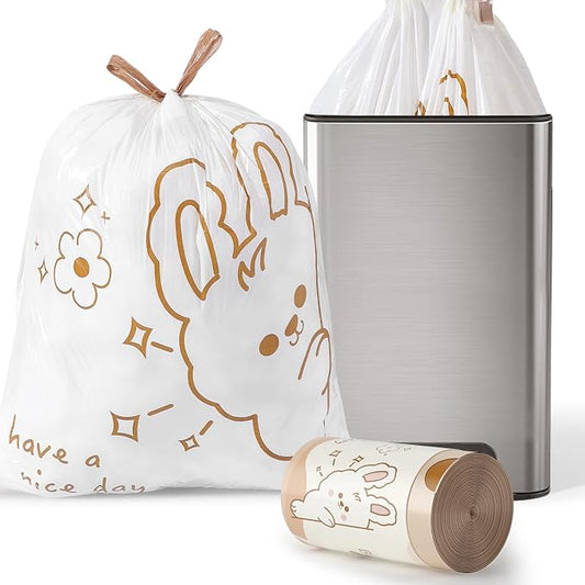 13 Gallon Trash Bags with Cute Rabbit Printed & Drawstring, Tear-Resistant Tall by Unknown