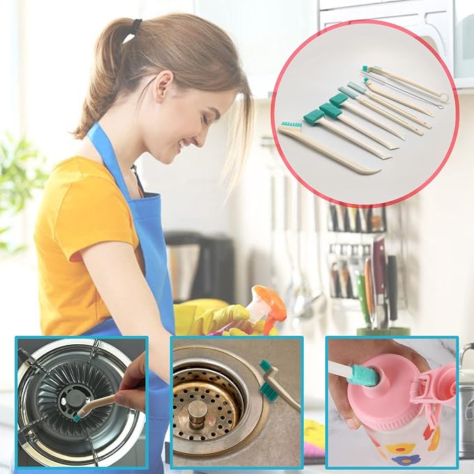 9 Pcs Small Household Cleaning Brushes by ELEMGULY, Deep Detail Crevice Brush - Image 7