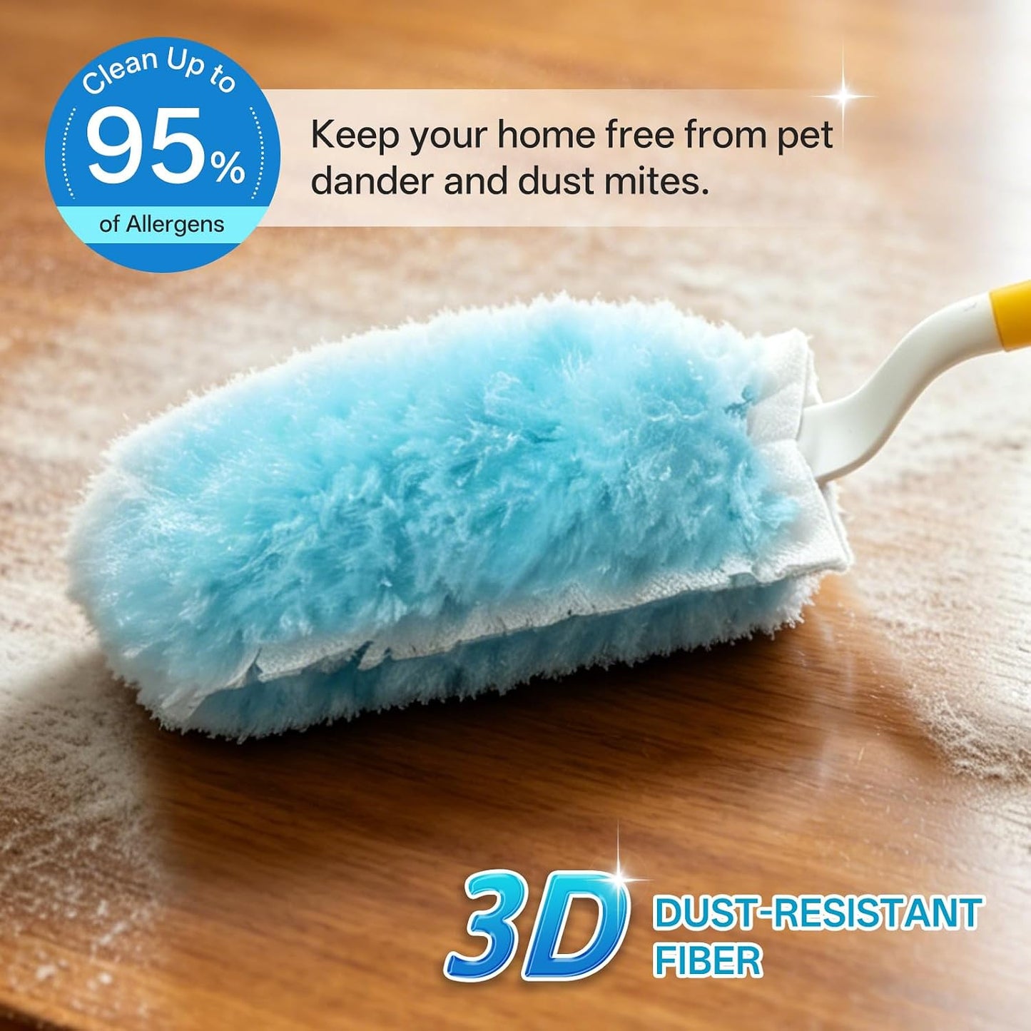 40 Count Duster Refills, Compatible with Swiffer Static Dust Removal Brush Disposable Replacement Head, Double-Sided 360° Duster Refills with 1 Handle, 5X Microfibers, Furniture, Blinds, Ceiling Fans