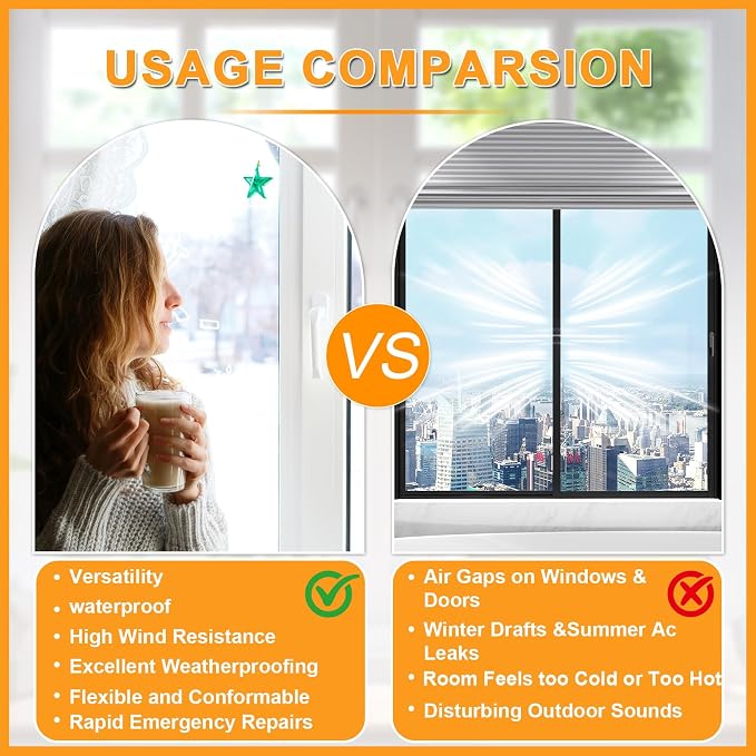 Window Weather Sealing Tape 2 Inch x 90 FT Weather Stripping Residue-Free - Image 5