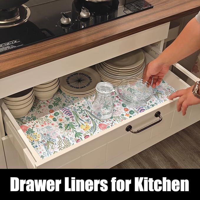 Floral Shelf Drawer Liners, 12IN x 20FT Non Adhesive and Strong Non-Slip - Image 4