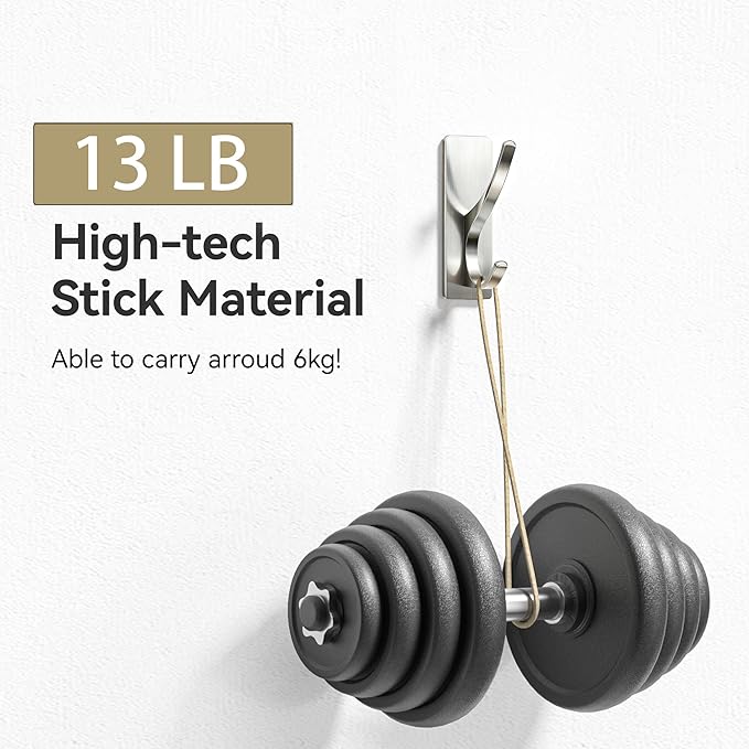 Self Adhesive Coat Hooks for Hanging: Heavy Duty Stainless Wall Hook for Towel - Image 2