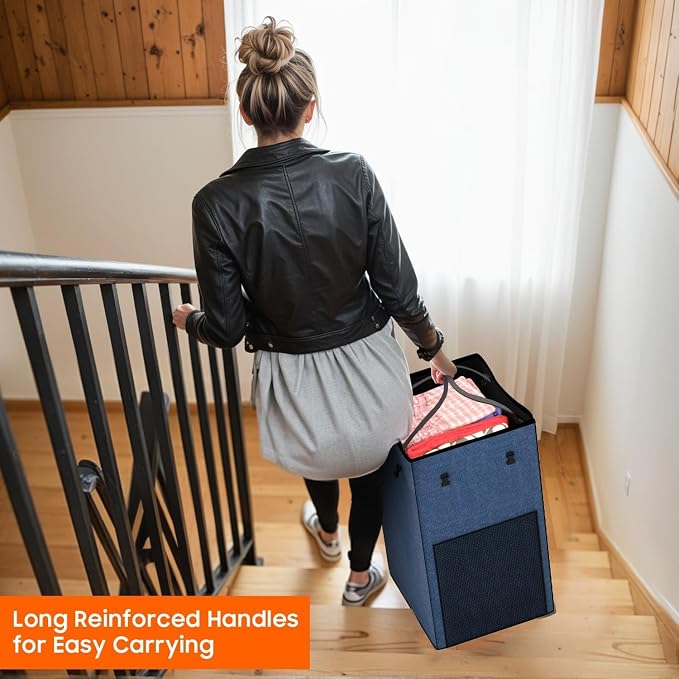150L Laundry Hamper with Wheels, Rolling Laundry Basket with Metal Frame and - Image 7