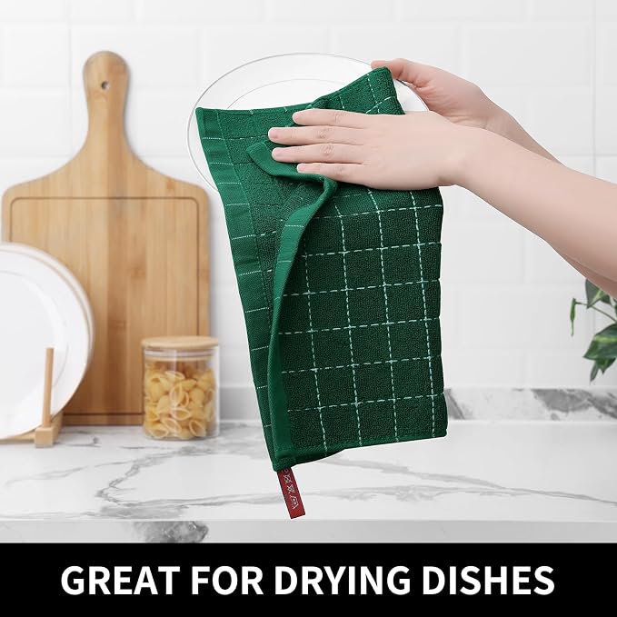 Homaxy 100% Cotton Terry Kitchen Towels, Checkered Designed, Soft and Super - Image 4