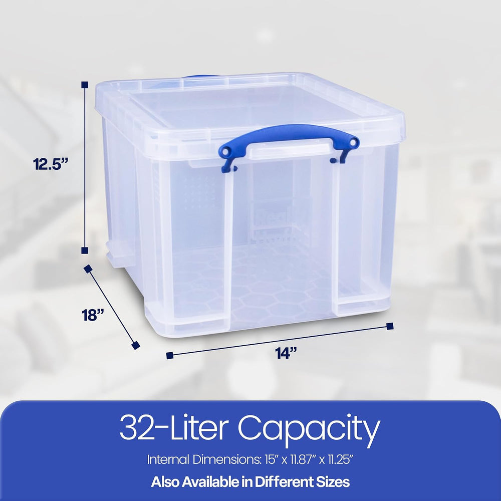 Really Useful Box 32 Liters Storage Bin Container with Snap Lid and Clip Lock...