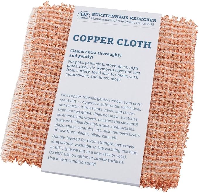 Redecker Real Copper Cleaning Cloths – Scratch-Free 2-Ply Woven Copper Scrub - Image 3