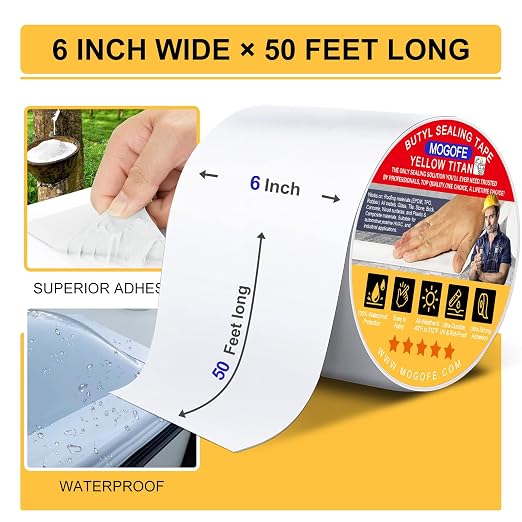 RV Roof Sealant Tape White, 6 Inch x 50 Feet RV Repair Roof Sealer Seal Tape - Image 2