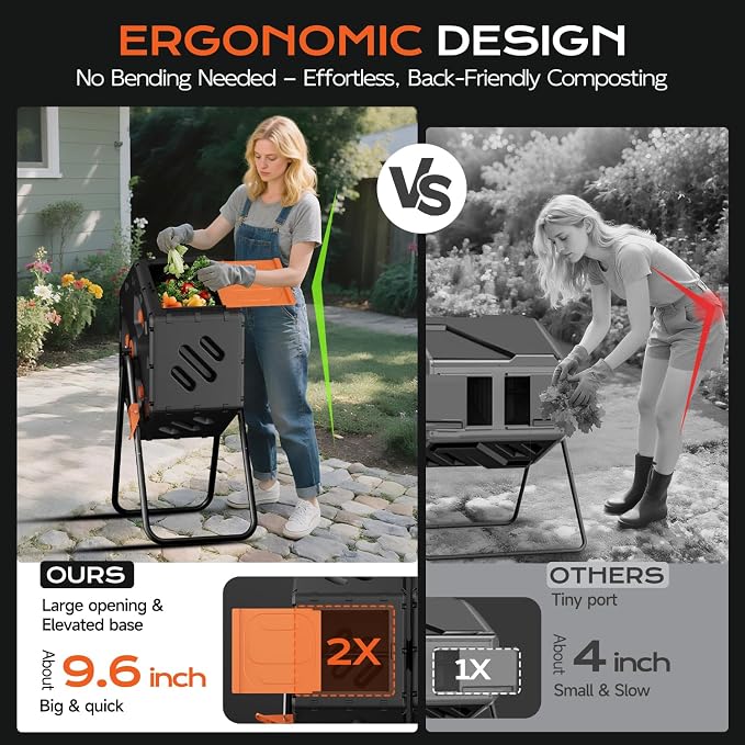 Compost Bin Outdoor 22.5 Gallon, Easy Assemble Composter Tumbler, 360°Rotating - Image 4