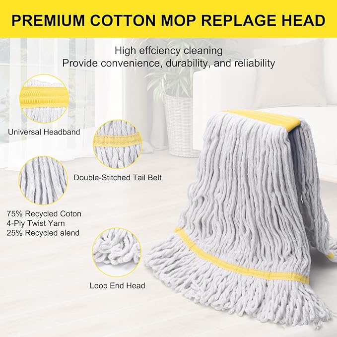 KeFanta 3 Pack Heavy Duty Commercial Mop Head Replacement, Wet Industrial - Image 6