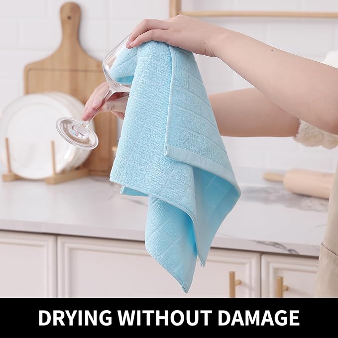 Homaxy 100% Cotton Terry Kitchen Towels, Checkered Designed, Soft and Super - Image 4