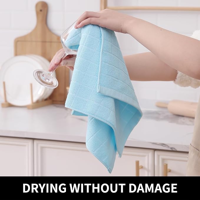 Homaxy 100% Cotton Terry Kitchen Towels, Checkered Designed, Soft and Super - Image 4