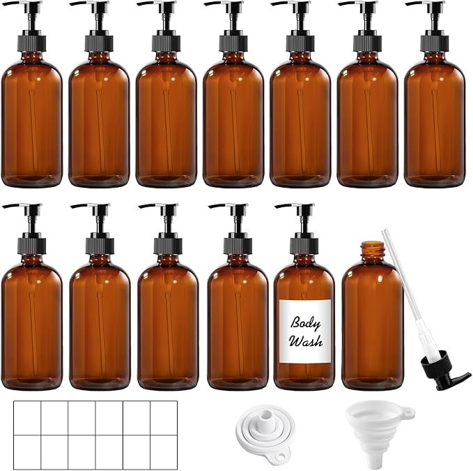 12 Pack Amber Glass Bottles 8oz by TBWIND