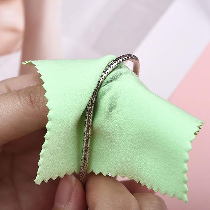 SEVENWELL 50pcs Jewelry Cleaning Cloth Green Polishing Cloth - Image 5