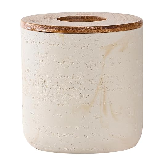 Natural Travertine Textures Beige Mini Trash Can by Polytree