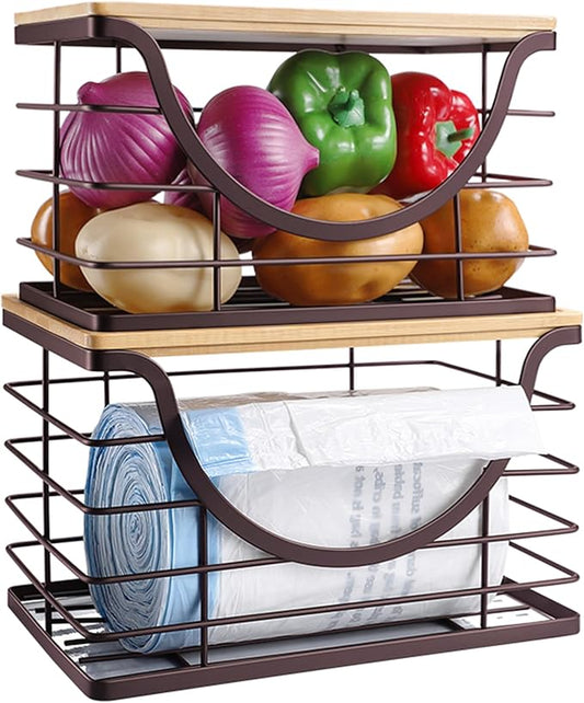 Extra Large Trash Bag Holder Under Sink Stackable Kitchen Storage 2 Pack by YAFFWA