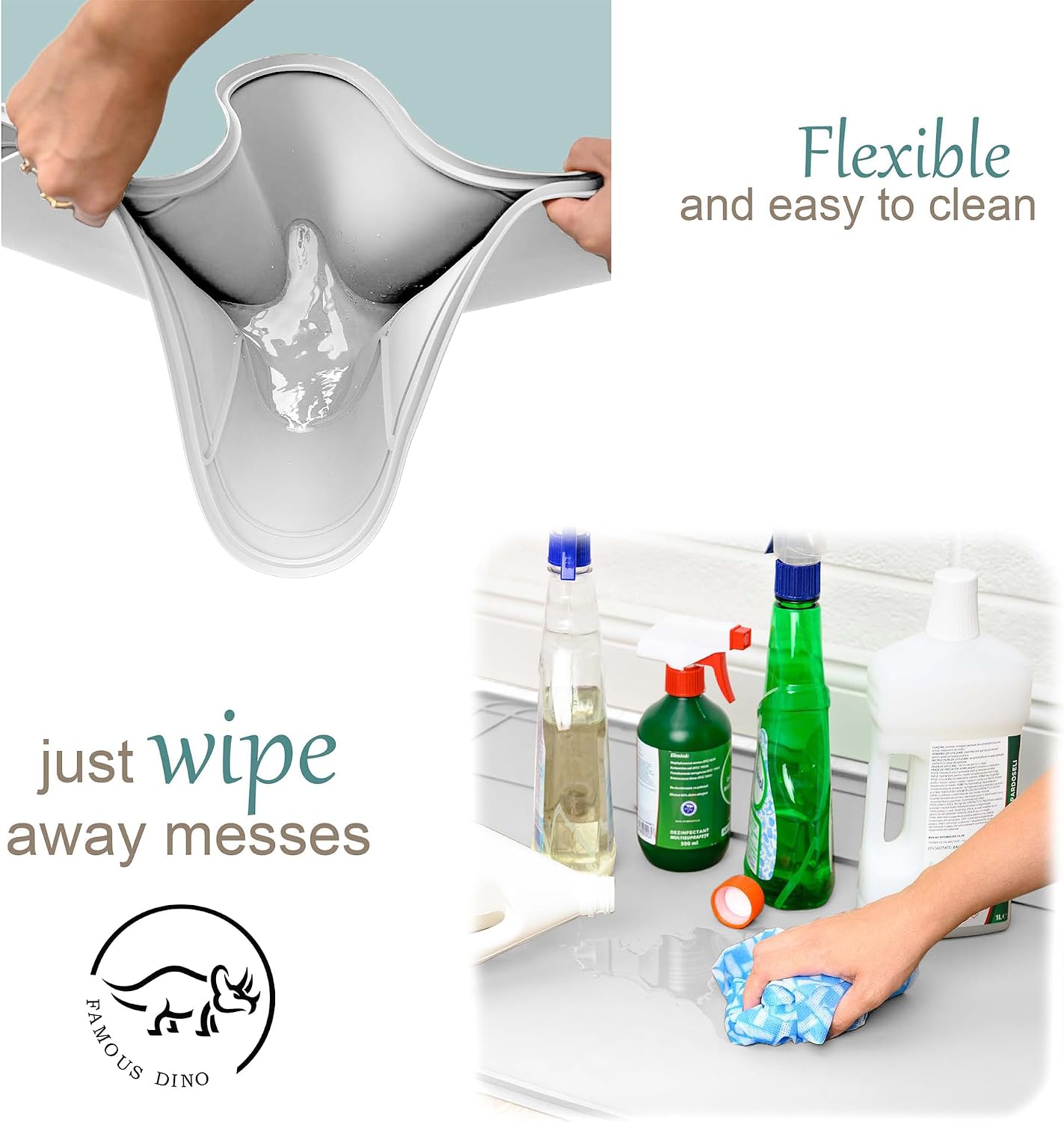 The Original Under Sink Mat - Silicone Waterproof mat, Trimmable, Easy to Clean, Kitchen cabinet liner, Under sink protector mats, Drip Tray with Lip - 31" x 22" or smaller