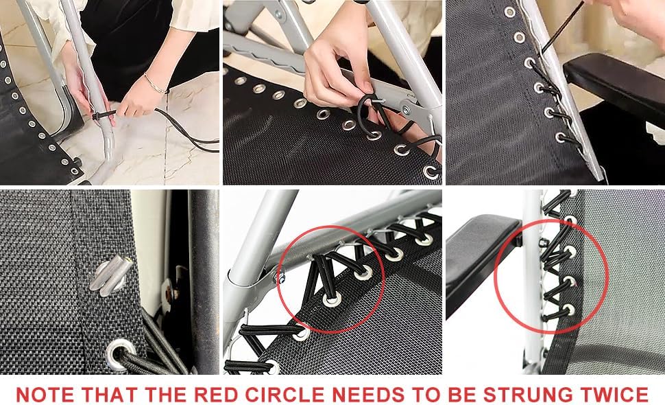12 Cords Zero Gravity Chair Replacement Cord, Antigravity Chair Replacement,Universal Repair Cord Kit for Repairing Zero Gravity Chair(Black)