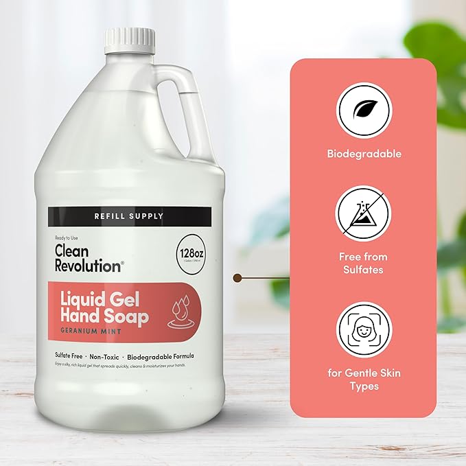 Clean Revolution Liquid Gel Hand Soap, Silky Rich Liquid, Quick Lather - Image 4
