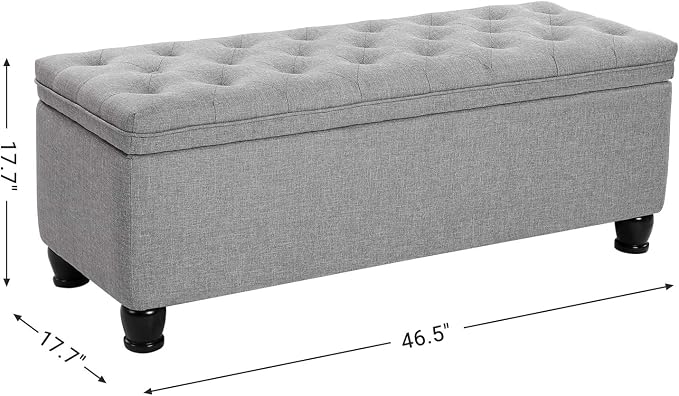 SONGMICS Storage Ottoman, Storage Bench, Tufted Entryway Bedroom Bench - Image 3