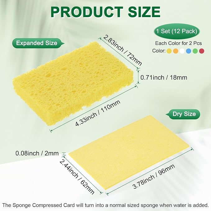 2-Set Kitchen Sponges, Condense Eco Cellulose Non-Scratch Scrub Heavy Sponge - Image 3