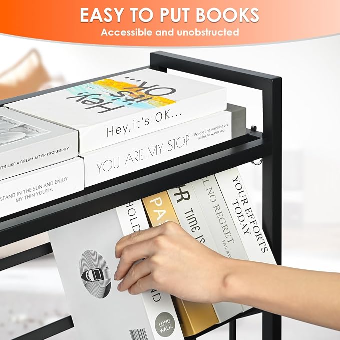 Book Carts 3 Tier 35.4x32x9.84 in Rolling Book Cart Large Capacity Bookshelf - Image 4