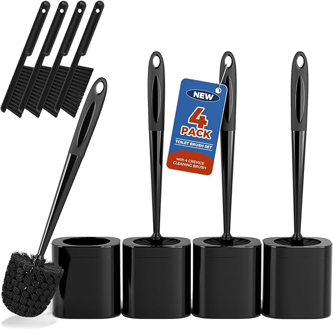 Toilet Brush, 4 Pack Toilet Brush and Holder Set Bathroom Accessories, Toilet by Holaloha