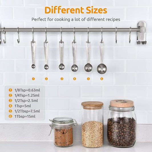 Measuring Spoons: U-Taste 18/8 Stainless Steel Measuring Spoons Set of 6 Piece: - Image 2