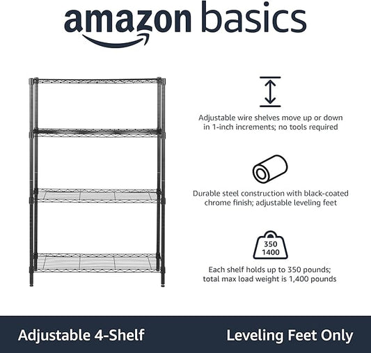 Amazon Basics 4-Shelf Adjustable Heavy Duty Steel Wire Rack Storage Shelving - Image 2