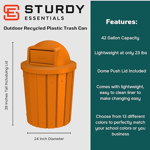 42 Gallon Slatted Circle 100% Recycled Plastic Commercial Outdoor and Indoor - Image 2