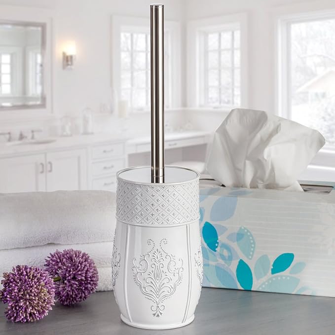 Creative Scents White Toilet Brush and Holder - Image 2