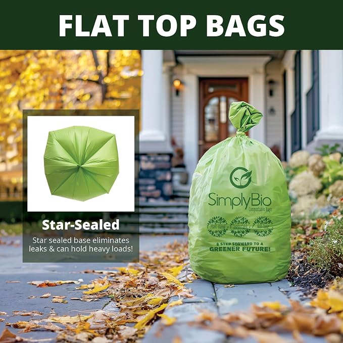 Simply Bio 60-65 Gallon Compostable Trash Bags Liners Flat-Top, Heavy Duty - Image 8