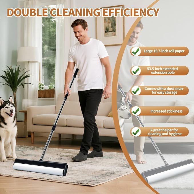 Large Lint Rollers for Carpet, 15.74 in Extra Sticky Rollers for Floor - Image 2