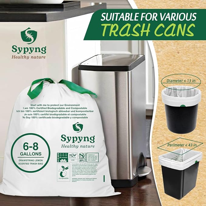 Compostable Trash Bags 6-8 Gallon – Heavy Duty, 1.1 Mil Thick, 100% - Image 4