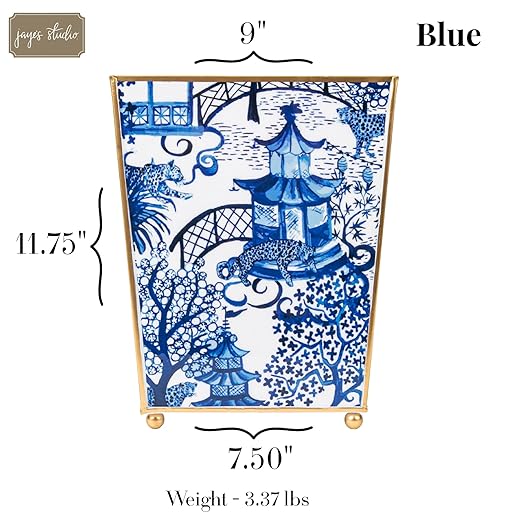 Jaye’s Studio Garden Party Decorative Gold Waste Basket - Image 5
