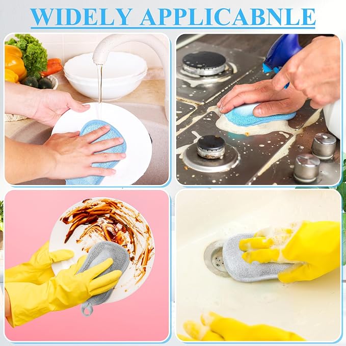 Boao 10 Pieces Multipurpose Kitchen Scrub Sponges, Non-Scratch Microfiber Scrub - Image 7
