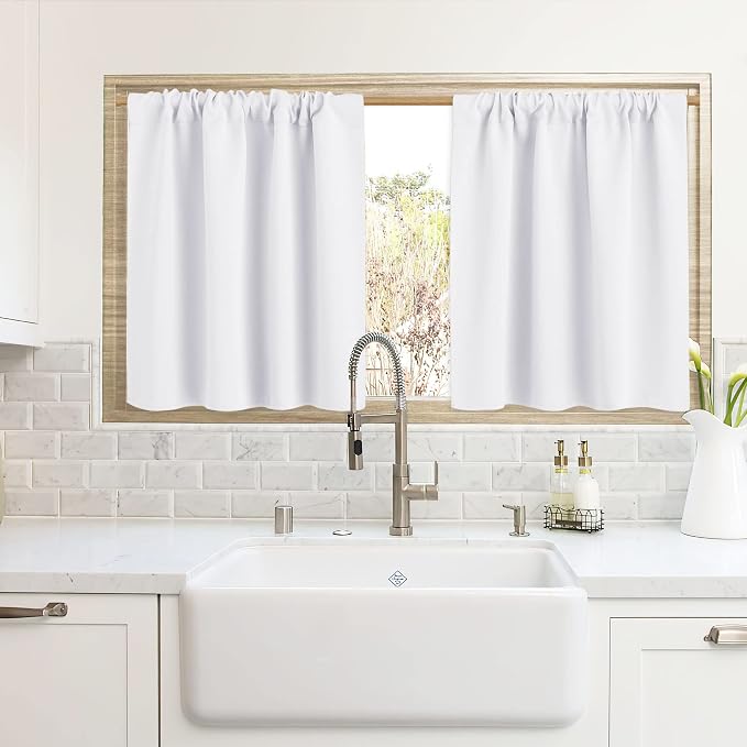 RYB HOME Blackout Curtains for Kitchen, Over Sink Privacy Curtains Window Decor by RYBHOME