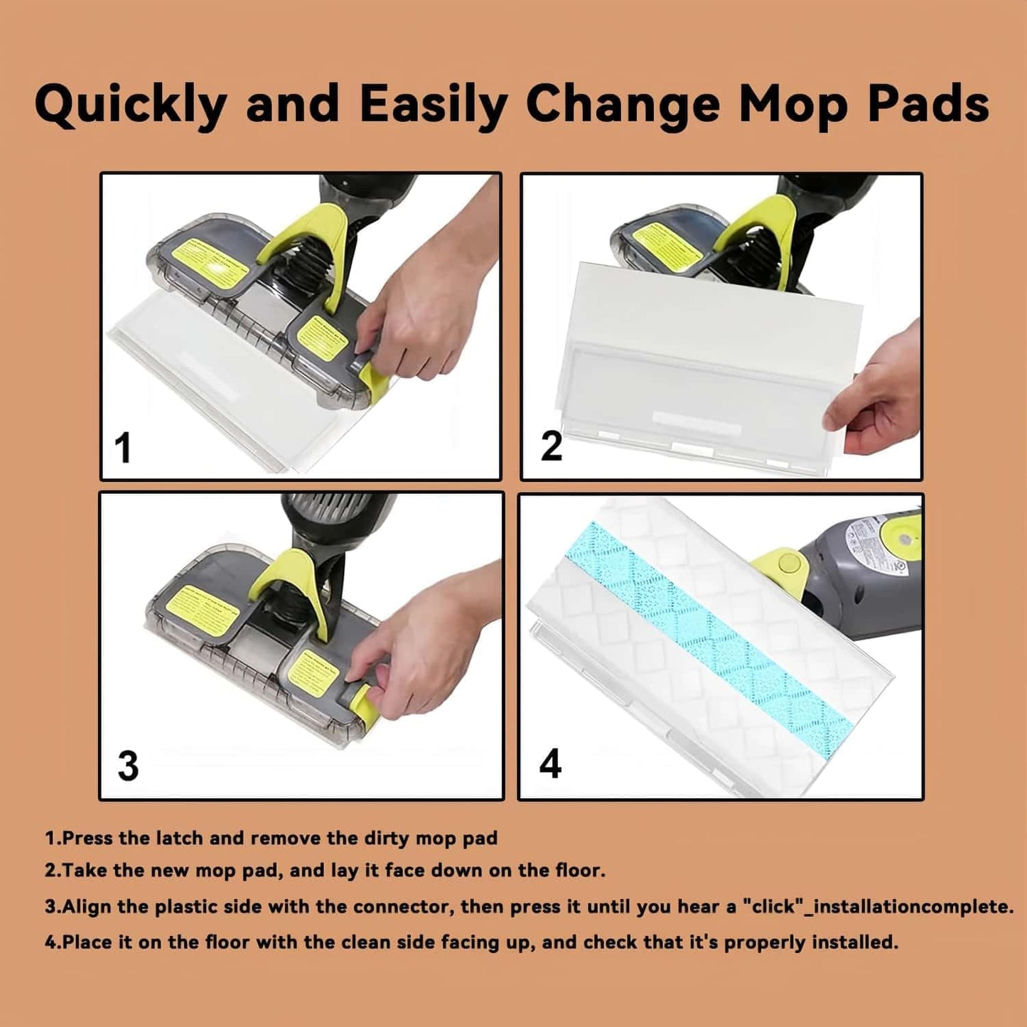 20 Pack Disposable VACMOP Replacement Pads Compatible with VM252 VM251 VM250 VM200 VC205 QM250 Models, Vacuum Mop Pads Refills for All Hard Floors