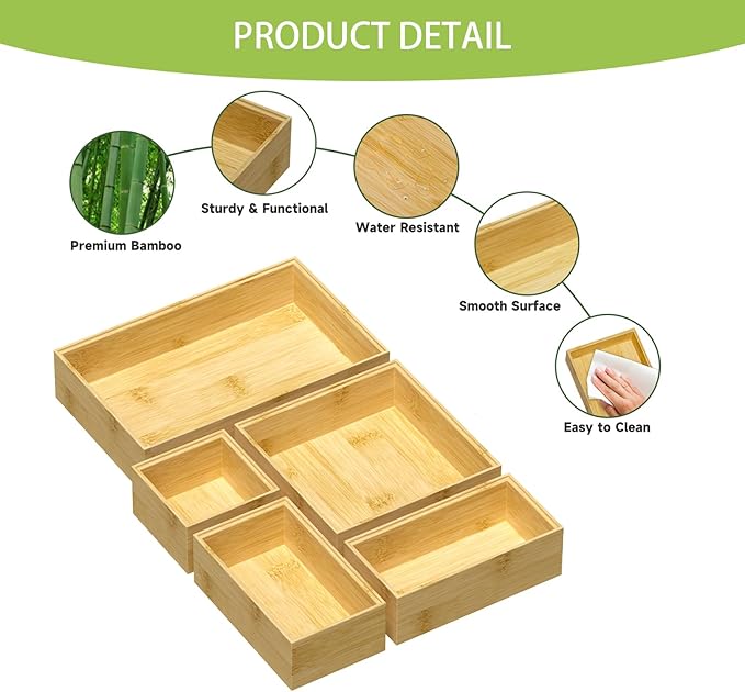 Bamboo Drawer Organizer Set - Image 3