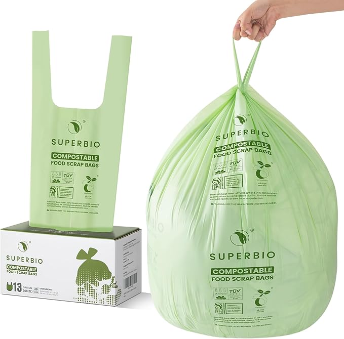 SUPERBIO 13 Gallon Compostable Kitchen Waste Bags by SUPERBIOCOMPOSTABLEBAGS