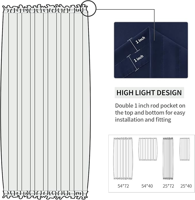 DWCN French Door Curtains – Rod Pocket Thermal Blackout Curtain - Image 3