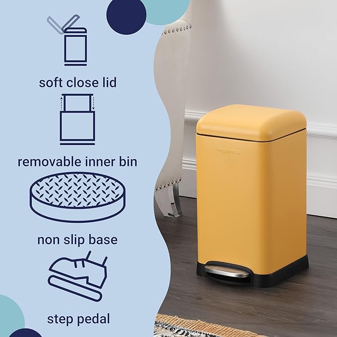 happimess HPM1012L Betty Retro Mini 3.2-Gallon Step-Open Trash Can, Daffodil - Image 3