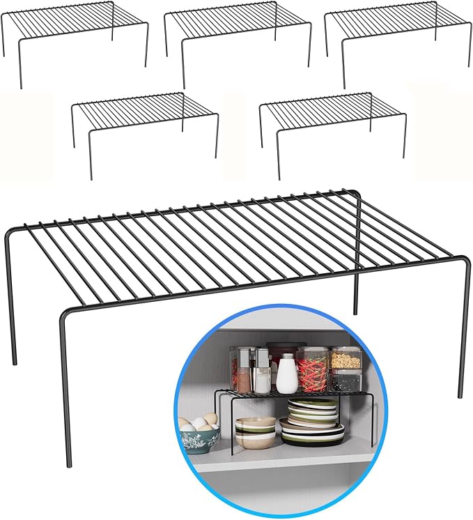 LargeBlack Cabinet Storage Shelf Rack Set of 6, Rustproof Metal Wire Kitchen by DPZM