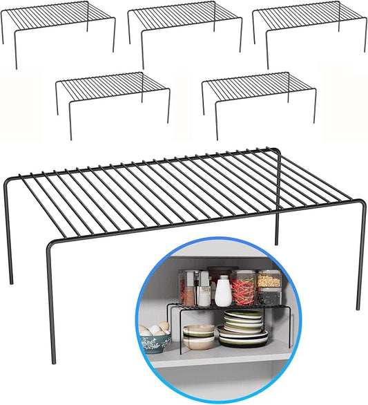 LargeBlack Cabinet Storage Shelf Rack Set of 6, Rustproof Metal Wire Kitchen by DPZM