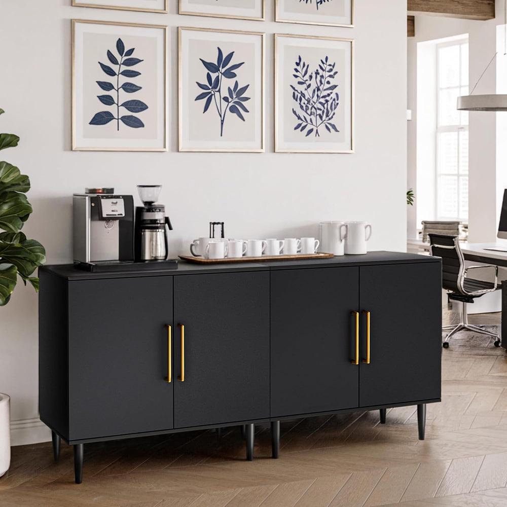 Vrullu Modern Storage Cabinet, Free Standing Buffet Cabinet, Black Sideboard ...