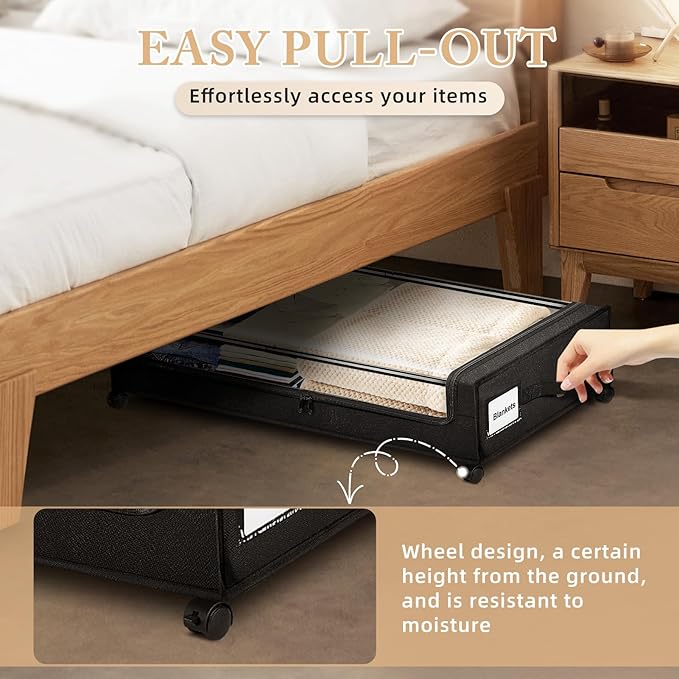 Under Bed Storage with Wheels 2-Pack，Under Bed Storage Containers XXL，Underbed - Image 4