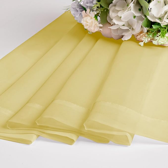 Chyhomenyc Yellow Sheer Curtains 30 inch Length 2 Panels, Light Filtering Voile - Image 4