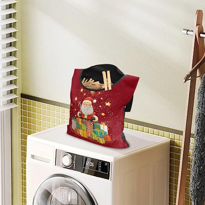 Christmas Santa Claus Clothespin Organizer Bag Shell Beach Clothespin Bags - Image 3