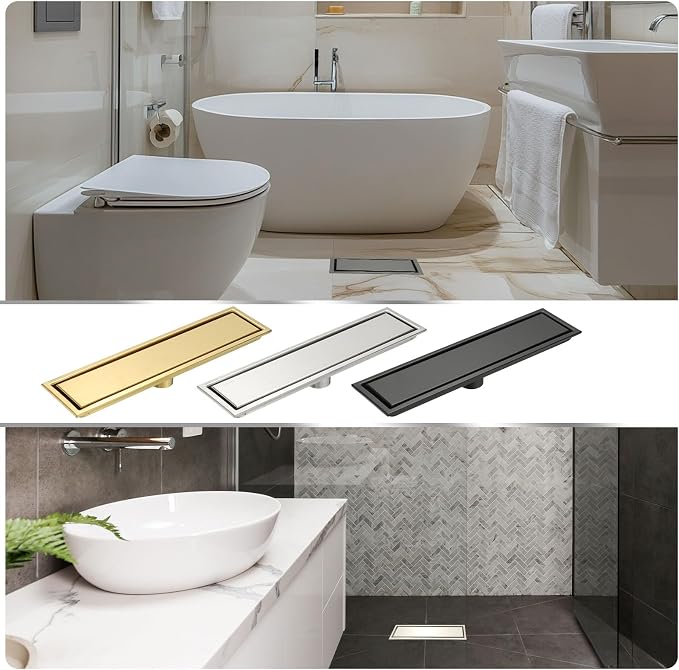 uxcell Rectangular Shower Drain, Brushed 304 Stainless Steel Odor-Proof Floor - Image 7