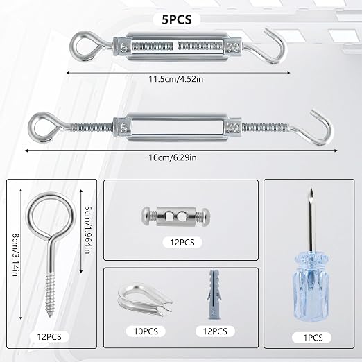 Turnbuckles for Cables Wire, 1/8" X 100Ft White PVC Coated Wire Rope Kit - Image 2