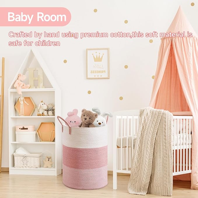 CLHMILY&Z 80L Laundry Basket Round Storage Rope Basket - Image 3
